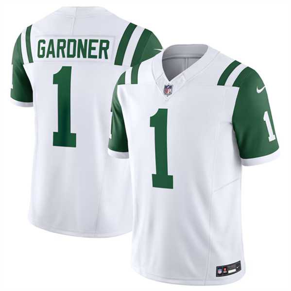 Men & Women & Youth New York Jets #1 Ahmad Sauce Gardner White 2024 Classic Alternate Vapor F.U.S.E. Limited Stitched Jersey